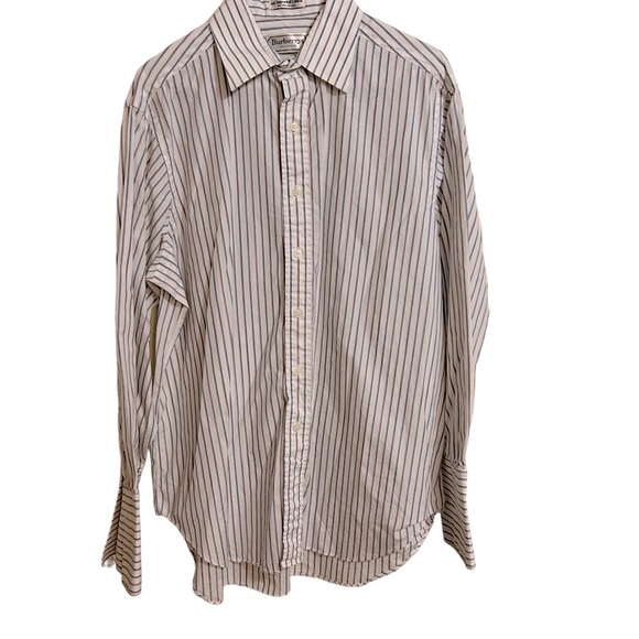 Burberry Shirts Vtg Burberry Of London Dress Shirt White Wpink Blue Stripes 6533 French Cuff